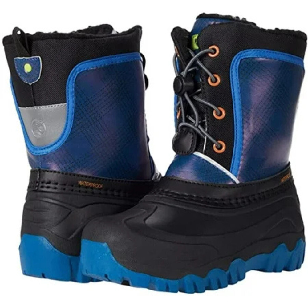 Western Chief Olympic Kids US 11 Blue Black Faux Fur Lining Snow Boots GAL1640